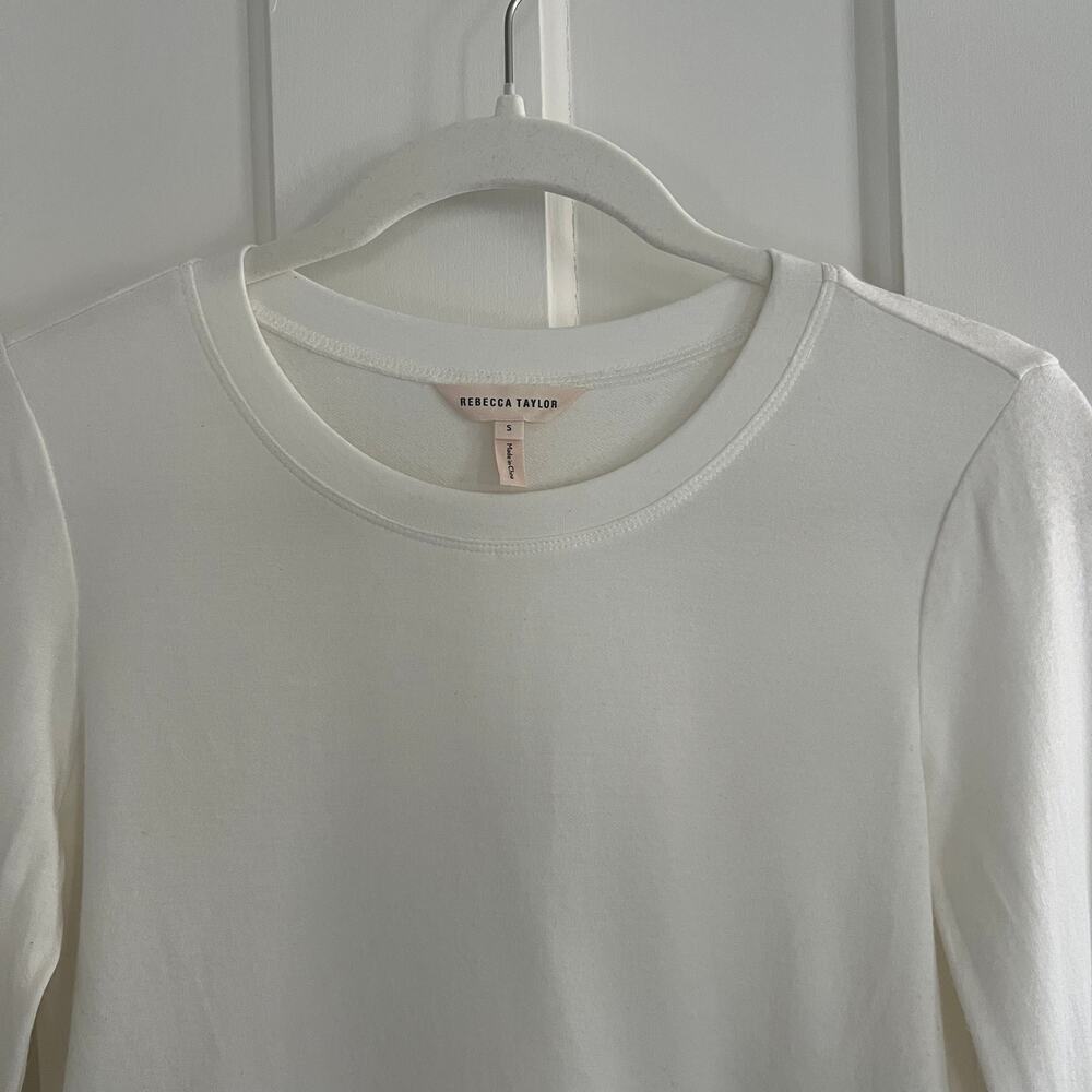 Rebecca Taylor Terry Top with Ruffle Peplum White Cream 3/4 Sleeve Size S - Picture 6 of 8